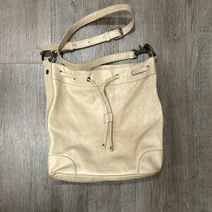 Frye Bone Melissa Drawstring Leather Handbag Rare Color